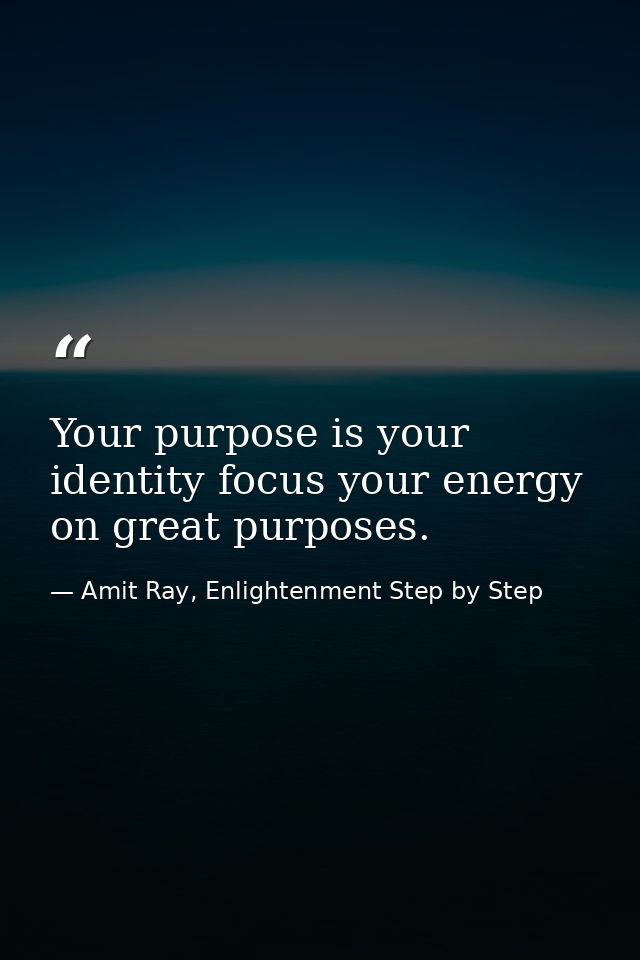 Your purpose is your identity focus your energy on great purposes. — Amit Ray, Enlightenment Step by Step