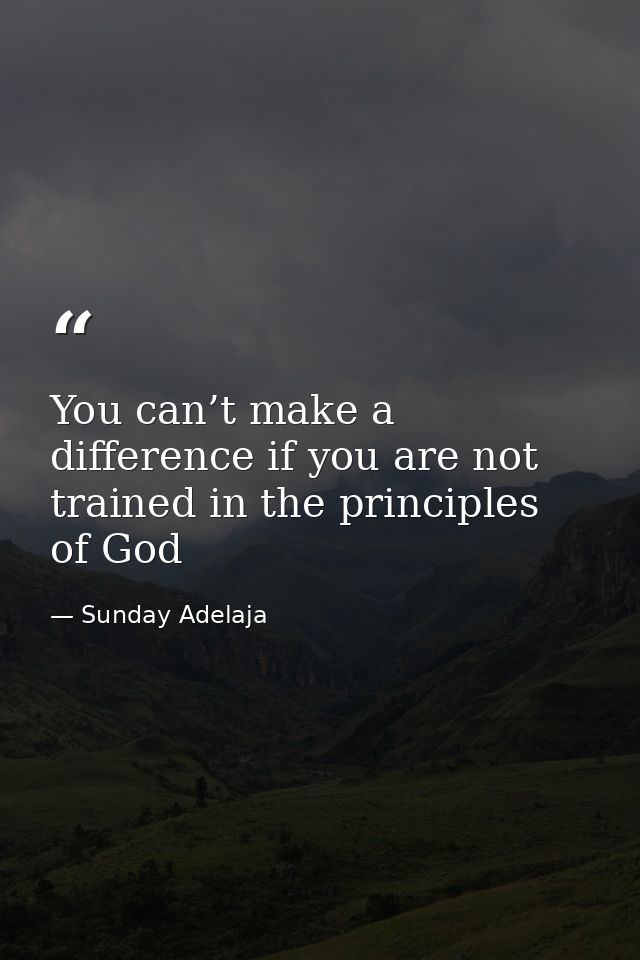You can’t make a difference if you are not trained in the principles of God — Sunday Adelaja
