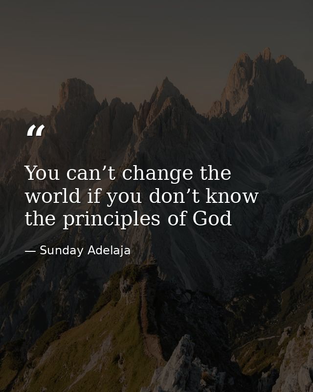 You can’t change the world if you don’t know the principles of God — Sunday Adelaja