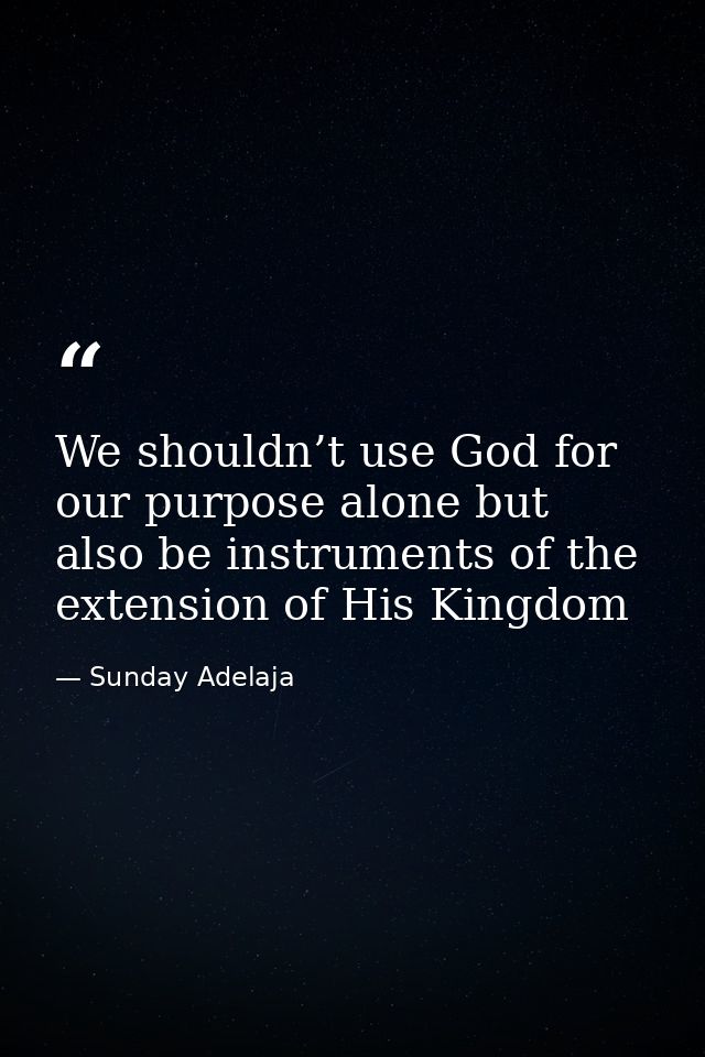 We shouldn’t use God for our purpose alone but also be instruments of the extension of His Kingdom — Sunday Adelaja