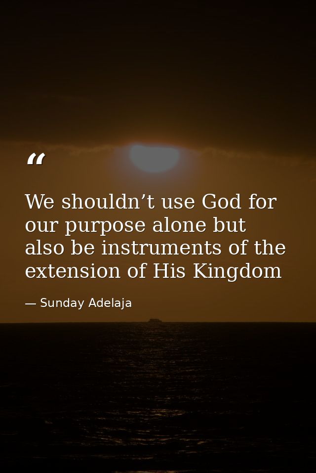 We shouldn’t use God for our purpose alone but also be instruments of the extension of His Kingdom — Sunday Adelaja