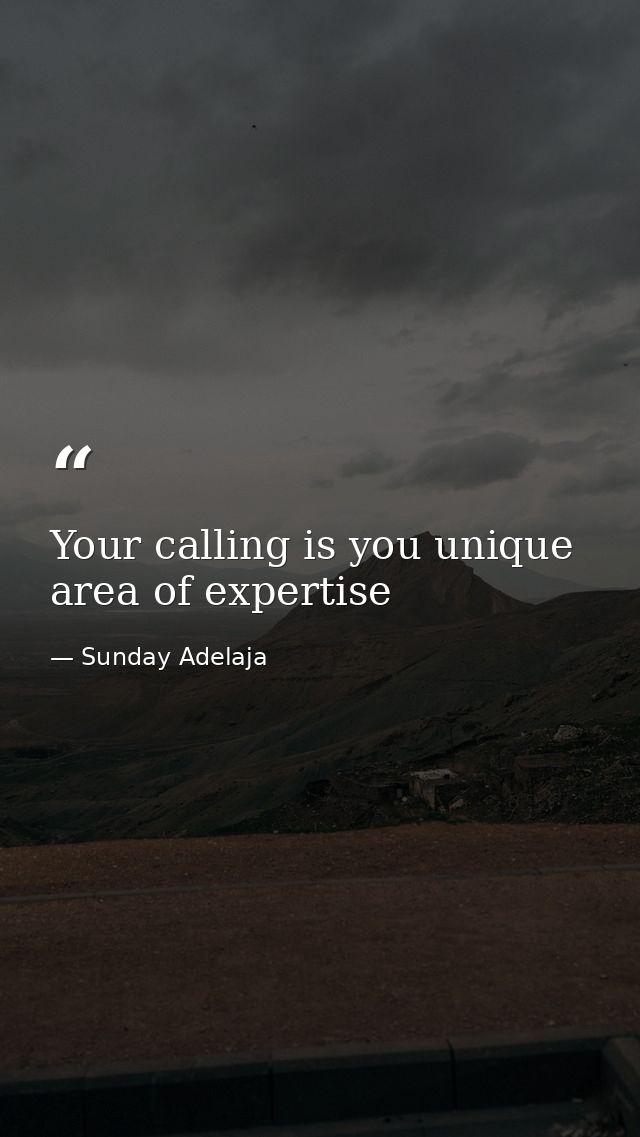 Your calling is you unique area of expertise — Sunday Adelaja