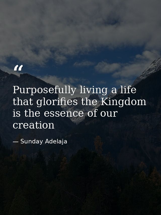 Purposefully living a life that glorifies the Kingdom is the essence of our creation — Sunday Adelaja