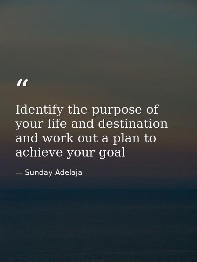 Identify the purpose of your life and destination and work out a plan to achieve your goal — Sunday Adelaja