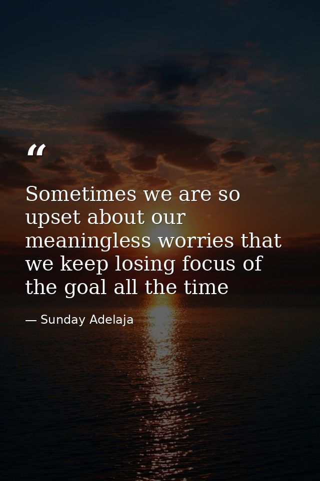 Sometimes we are so upset about our meaningless worries that we keep losing focus of the goal all the time — Sunday Adelaja