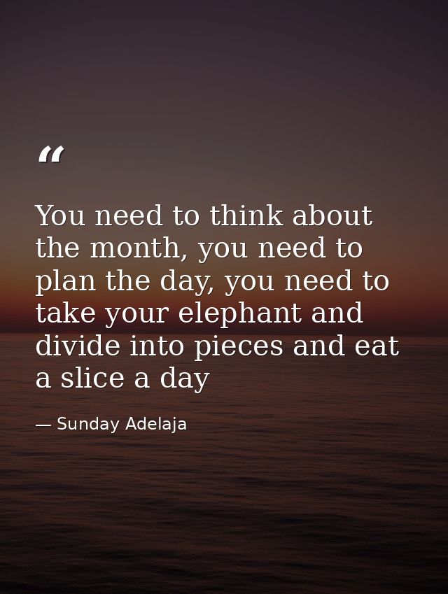 You need to think about the month, you need to plan the day, you need to take your elephant and divide into pieces and e — Sunday Adelaja
