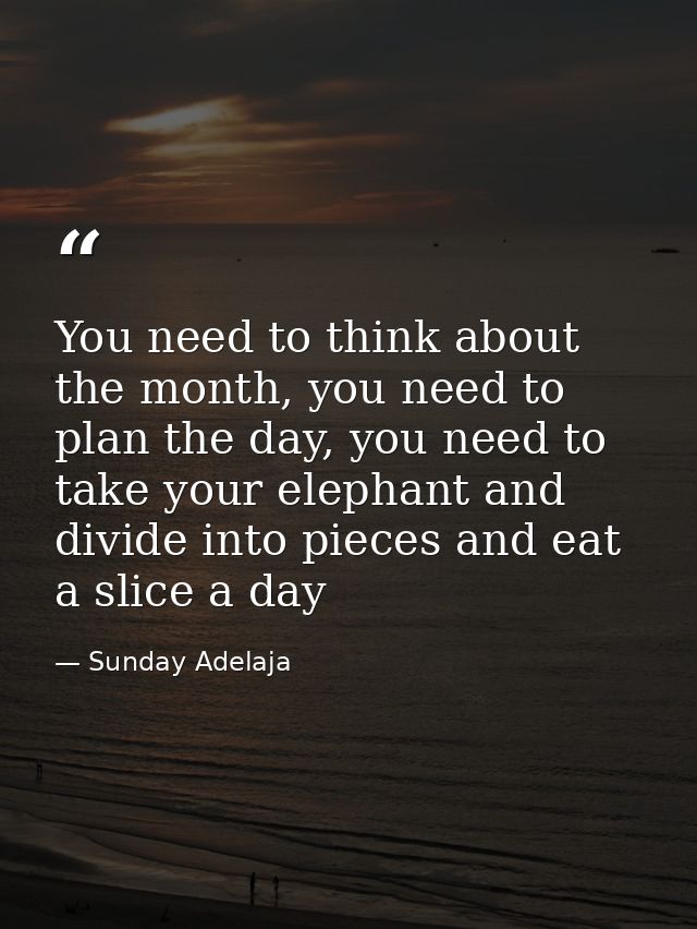 You need to think about the month, you need to plan the day, you need to take your elephant and divide into pieces and e — Sunday Adelaja