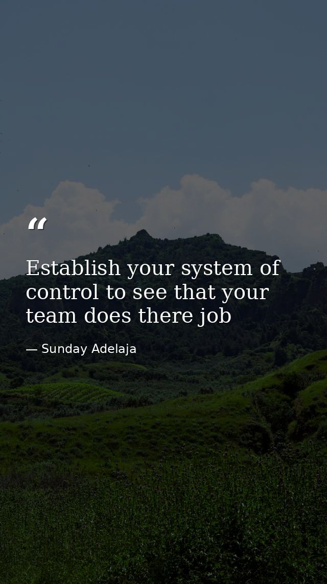 Establish your system of control to see that your team does there job — Sunday Adelaja