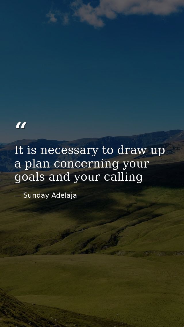 It is necessary to draw up a plan concerning your goals and your calling — Sunday Adelaja