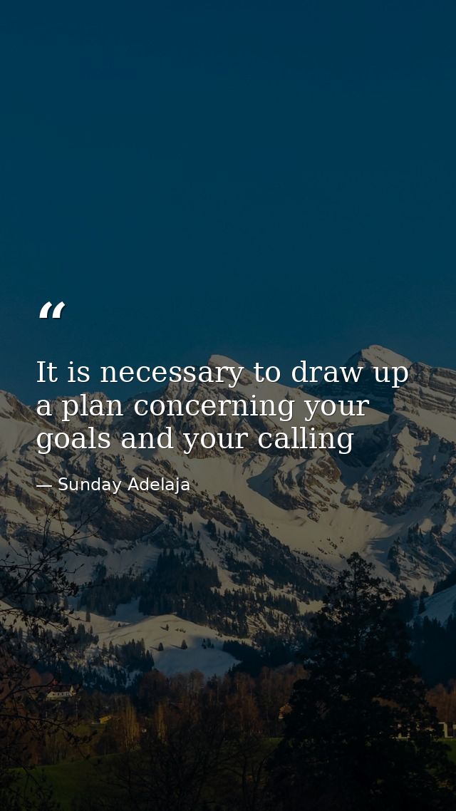 It is necessary to draw up a plan concerning your goals and your calling — Sunday Adelaja