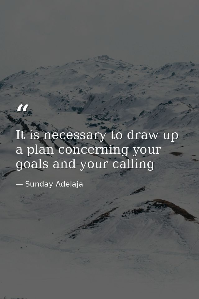 It is necessary to draw up a plan concerning your goals and your calling — Sunday Adelaja