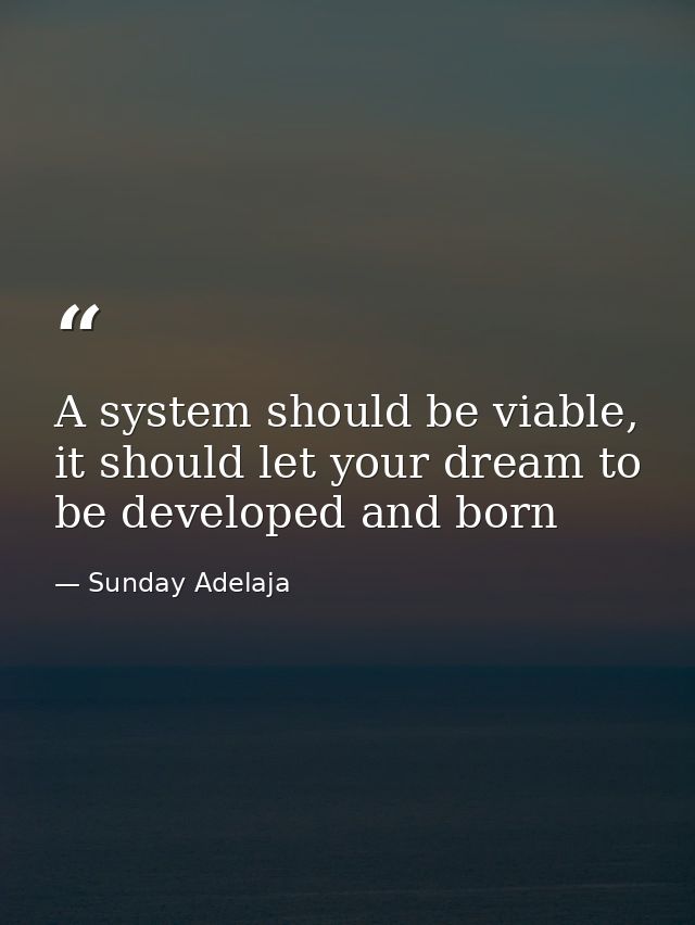 A system should be viable, it should let your dream to be developed and born — Sunday Adelaja