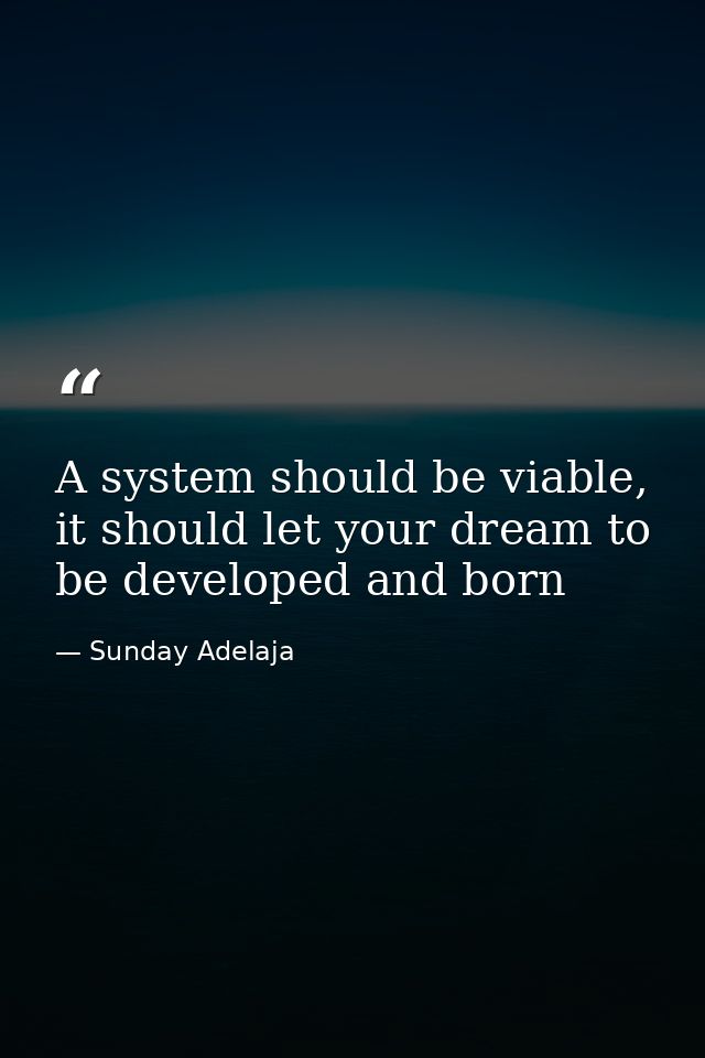 A system should be viable, it should let your dream to be developed and born — Sunday Adelaja