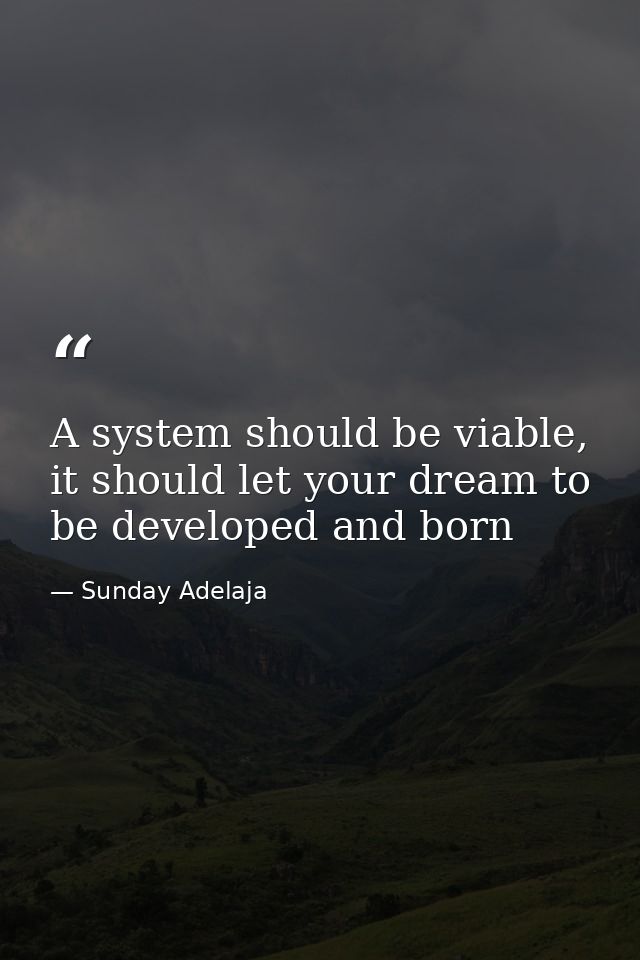 A system should be viable, it should let your dream to be developed and born — Sunday Adelaja