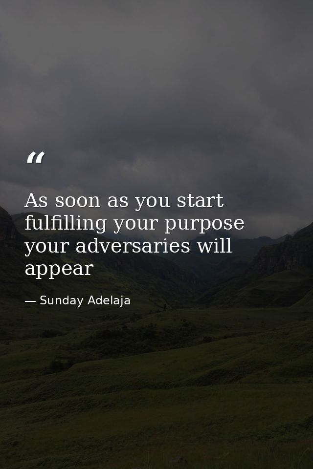 As soon as you start fulfilling your purpose your adversaries will appear — Sunday Adelaja