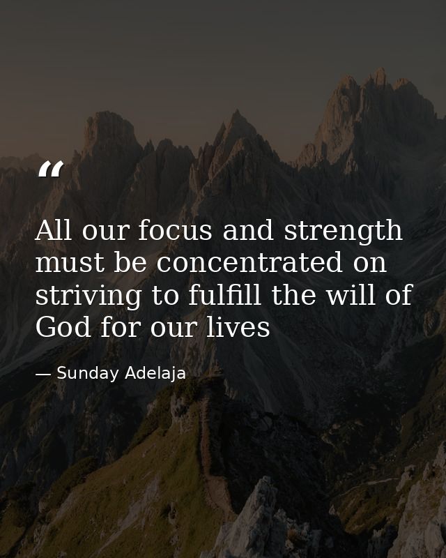 All our focus and strength must be concentrated on striving to fulfill the will of God for our lives — Sunday Adelaja
