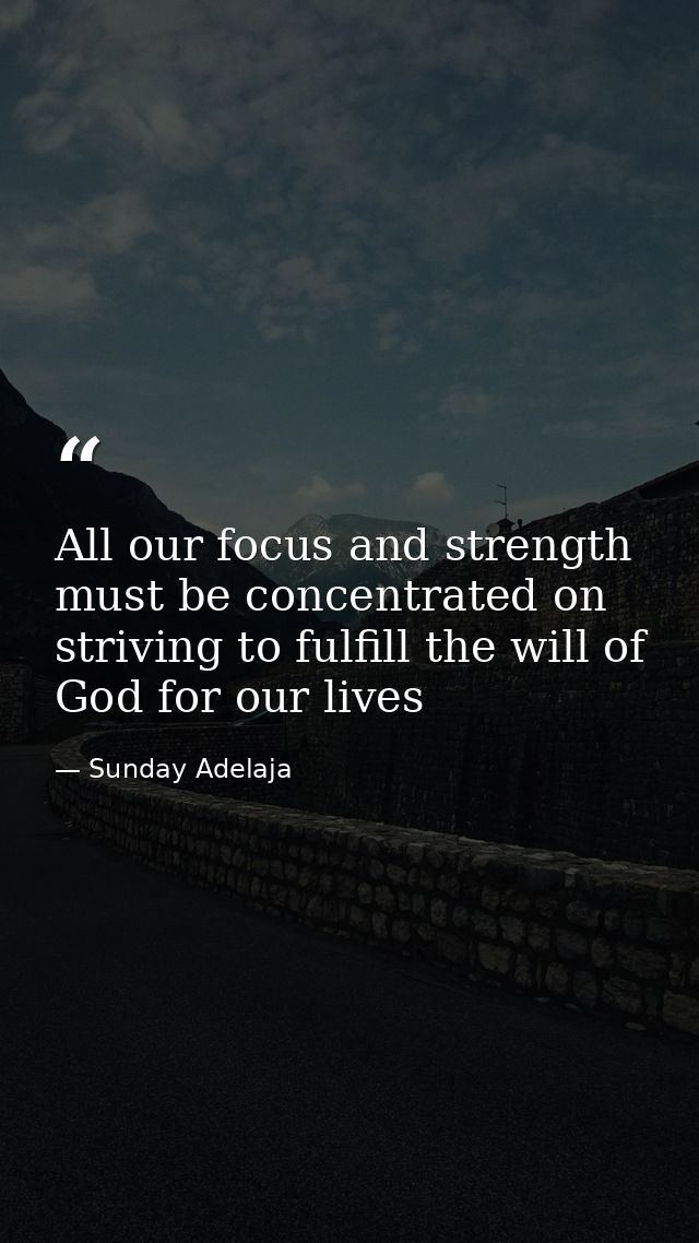 All our focus and strength must be concentrated on striving to fulfill the will of God for our lives — Sunday Adelaja