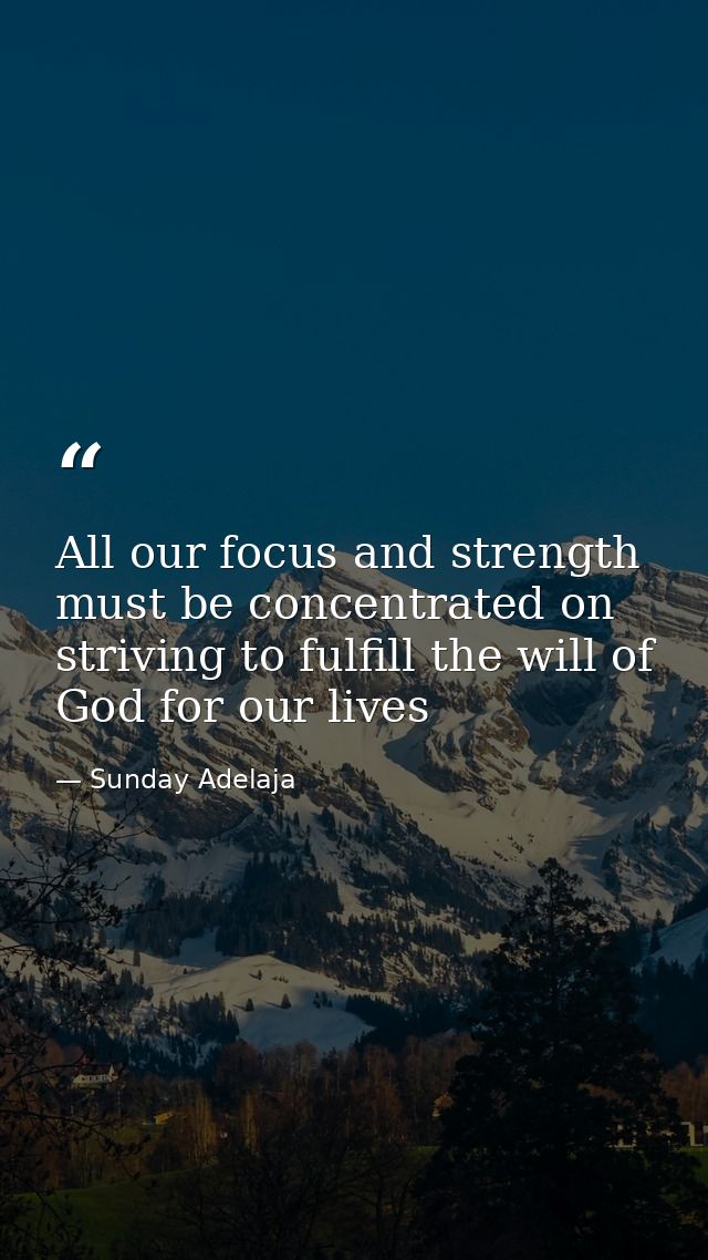 All our focus and strength must be concentrated on striving to fulfill the will of God for our lives — Sunday Adelaja