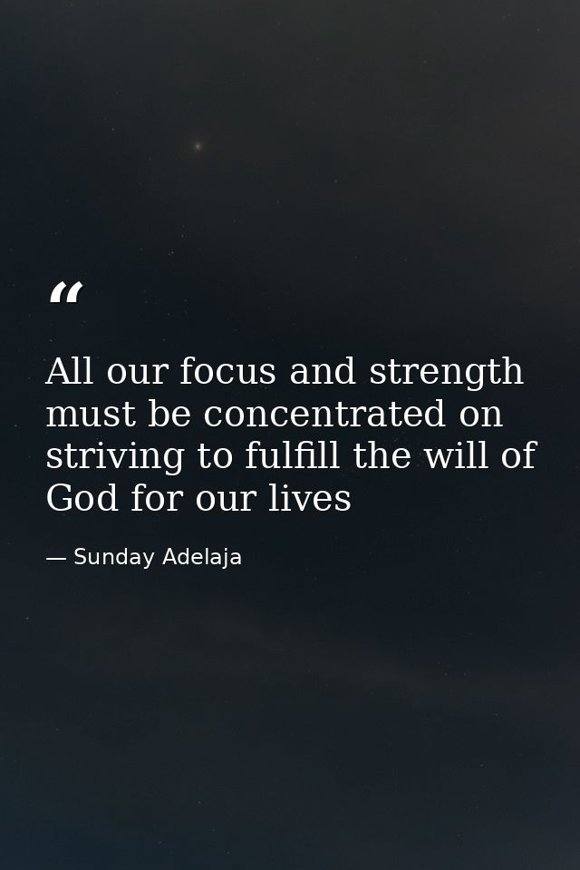 All our focus and strength must be concentrated on striving to fulfill the will of God for our lives — Sunday Adelaja