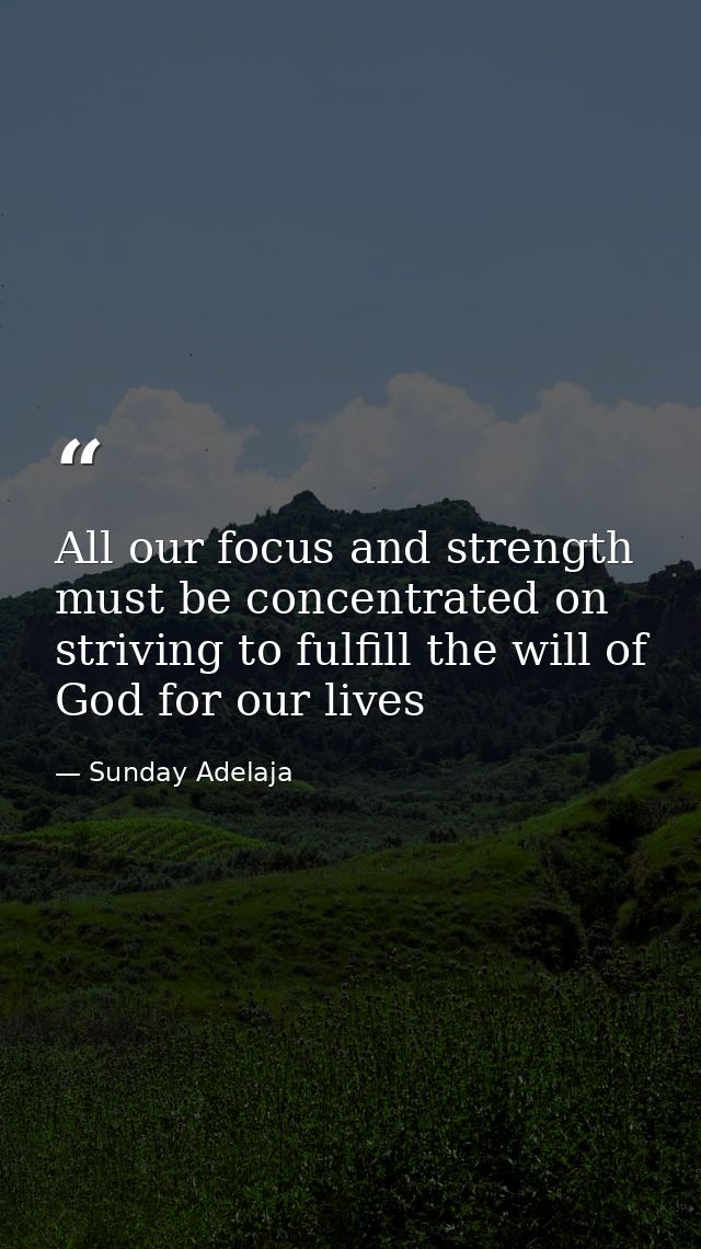 All our focus and strength must be concentrated on striving to fulfill the will of God for our lives — Sunday Adelaja