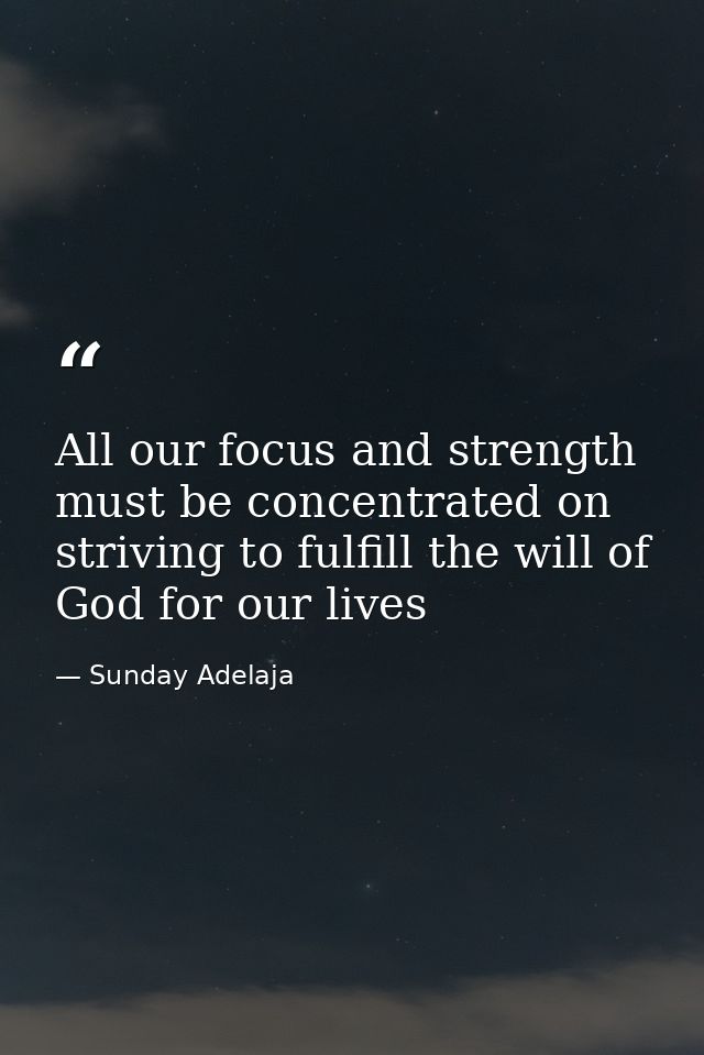 All our focus and strength must be concentrated on striving to fulfill the will of God for our lives — Sunday Adelaja