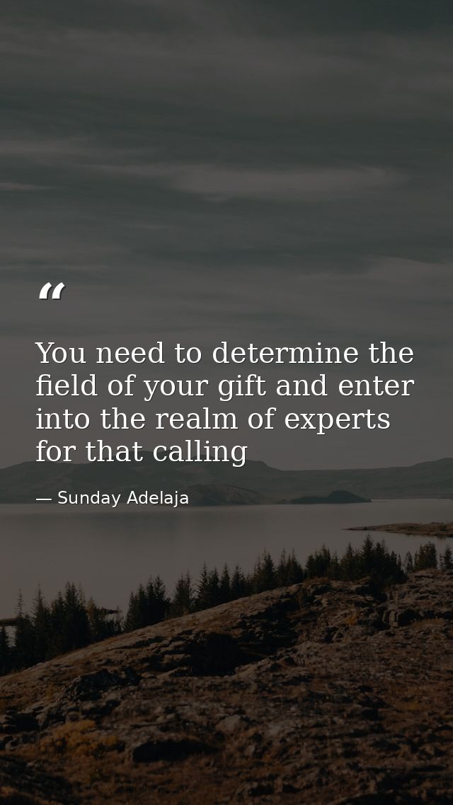 You need to determine the field of your gift and enter into the realm of experts for that calling — Sunday Adelaja