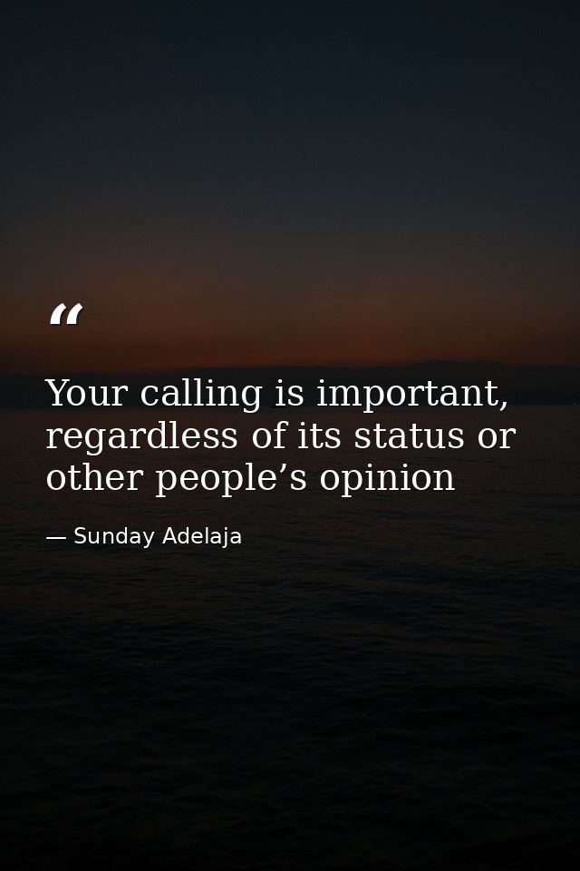 Your calling is important, regardless of its status or other people’s opinion — Sunday Adelaja