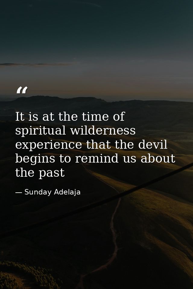 It is at the time of spiritual wilderness experience that the devil begins to remind us about the past — Sunday Adelaja