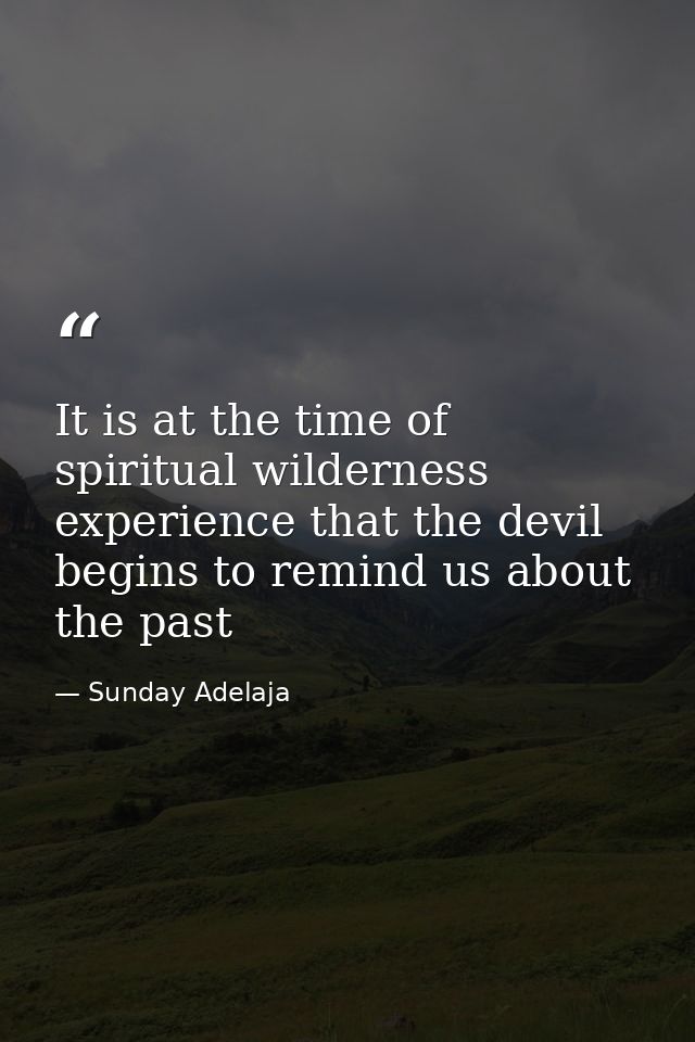 It is at the time of spiritual wilderness experience that the devil begins to remind us about the past — Sunday Adelaja