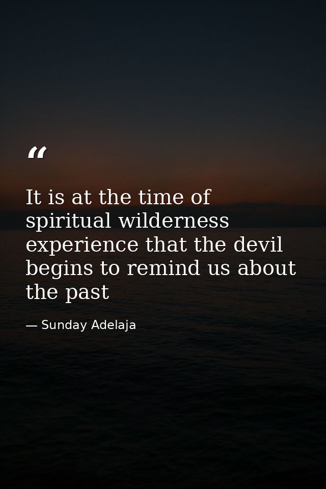 It is at the time of spiritual wilderness experience that the devil begins to remind us about the past — Sunday Adelaja