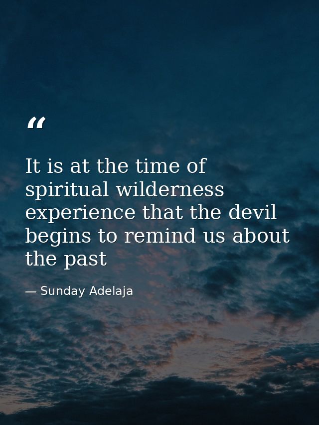 It is at the time of spiritual wilderness experience that the devil begins to remind us about the past — Sunday Adelaja