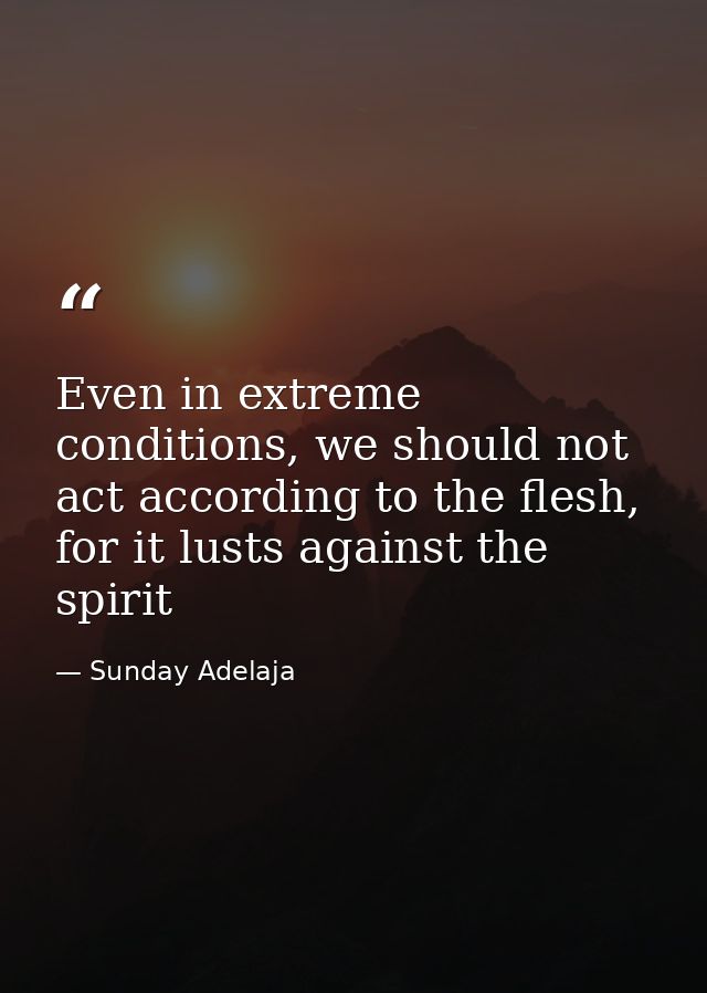 Even in extreme conditions, we should not act according to the flesh, for it lusts against the spirit — Sunday Adelaja