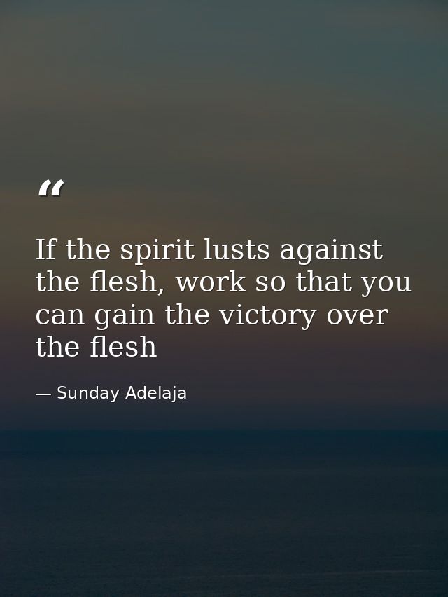 If the spirit lusts against the flesh, work so that you can gain the victory over the flesh — Sunday Adelaja