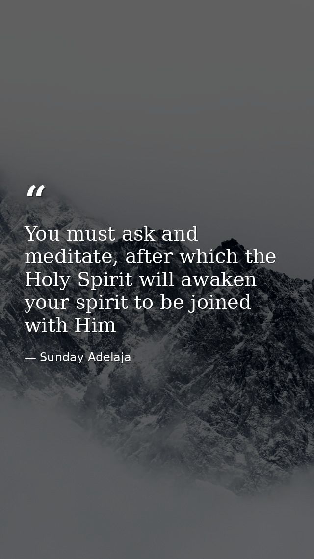 You must ask and meditate, after which the Holy Spirit will awaken your spirit to be joined with Him — Sunday Adelaja