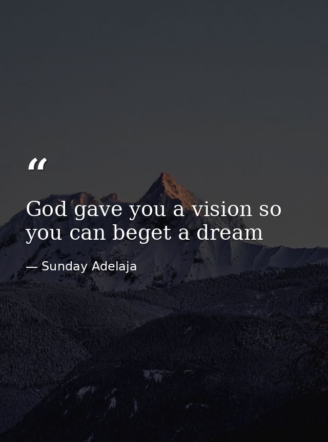 God gave you a vision so you can beget a dream — Sunday Adelaja