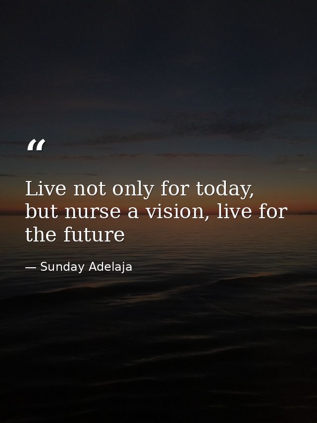 Live not only for today, but nurse a vision, live for the future — Sunday Adelaja