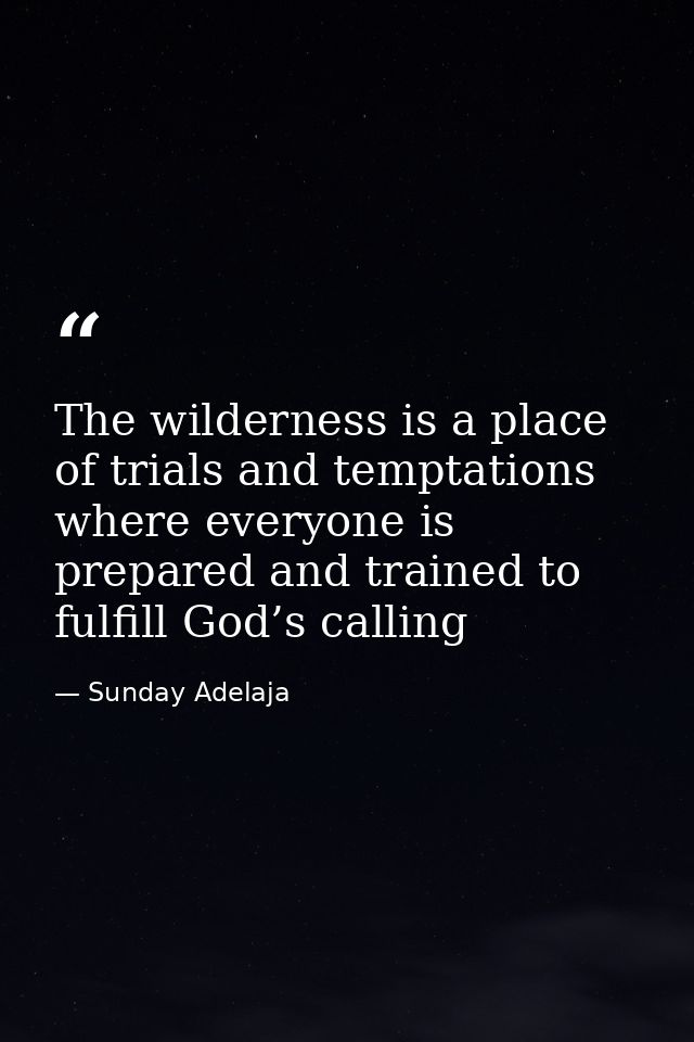 The wilderness is a place of trials and temptations where everyone is prepared and trained to fulfill God’s calling — Sunday Adelaja