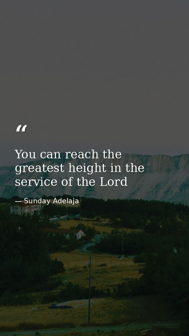 You can reach the greatest height in the service of the Lord — Sunday Adelaja