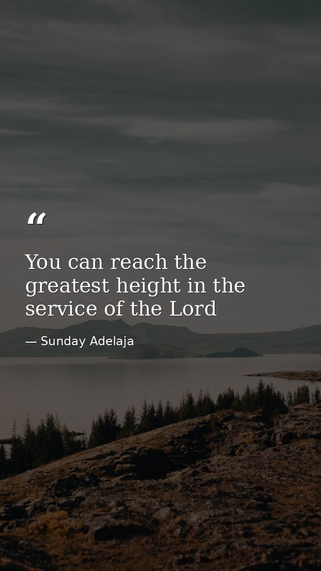 You can reach the greatest height in the service of the Lord — Sunday Adelaja