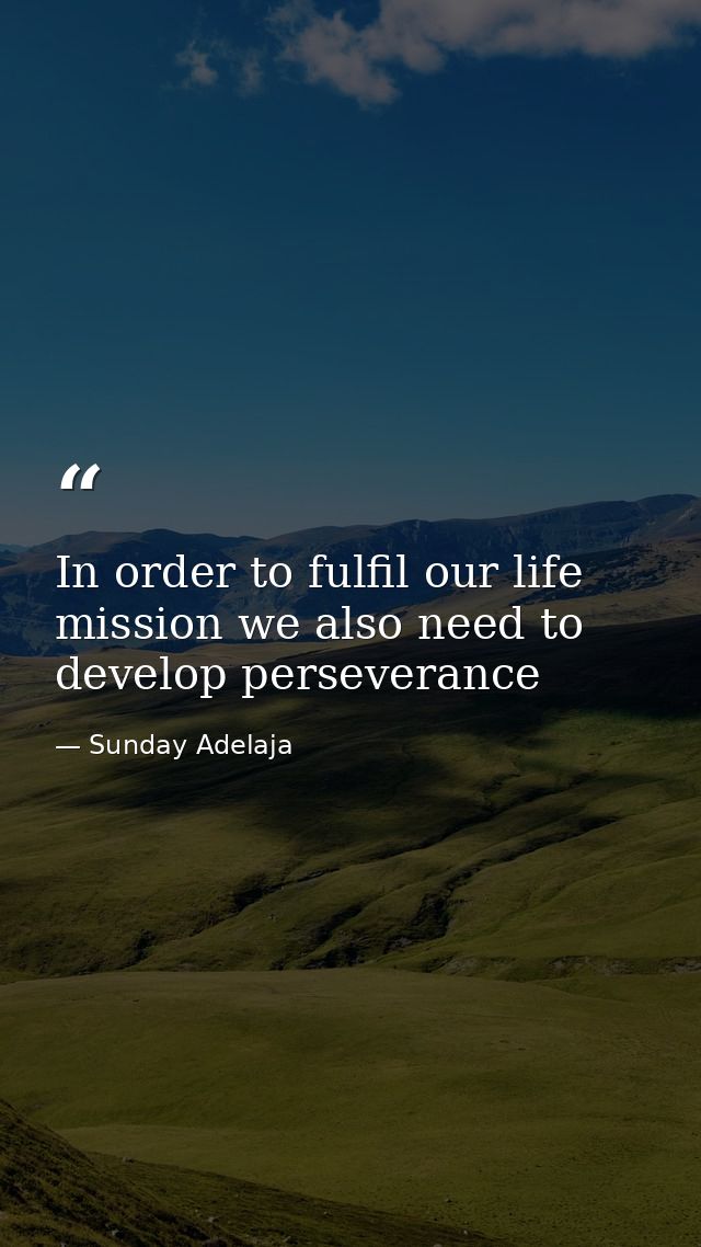 In order to fulfil our life mission we also need to develop perseverance — Sunday Adelaja