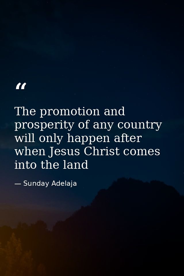 The promotion and prosperity of any country will only happen after when Jesus Christ comes into the land — Sunday Adelaja