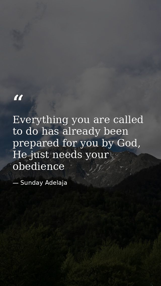 Everything you are called to do has already been prepared for you by God, He just needs your obedience — Sunday Adelaja