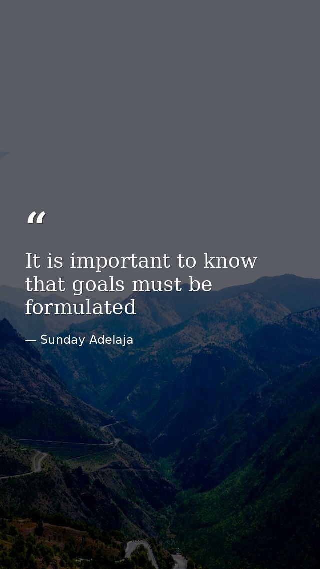 It is important to know that goals must be formulated — Sunday Adelaja