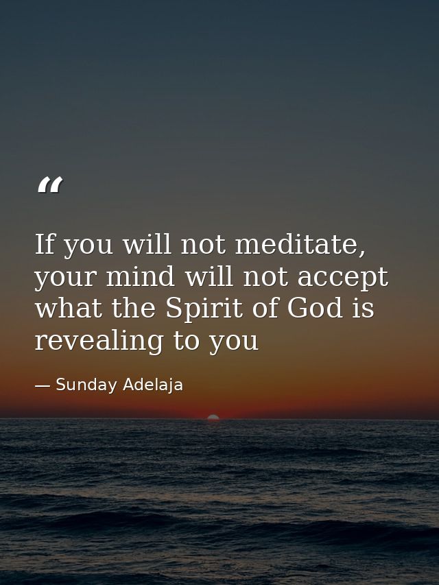 If you will not meditate, your mind will not accept what the Spirit of God is revealing to you — Sunday Adelaja