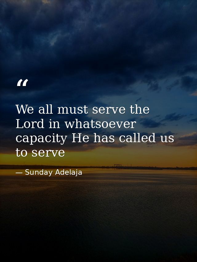 We all must serve the Lord in whatsoever capacity He has called us to serve — Sunday Adelaja