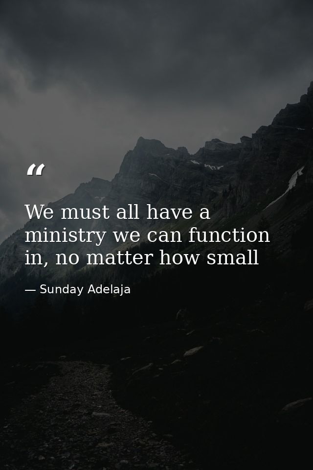 We must all have a ministry we can function in, no matter how small — Sunday Adelaja