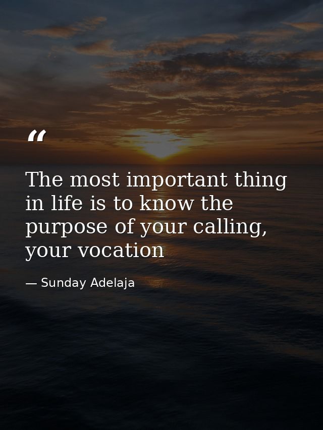 The most important thing in life is to know the purpose of your calling, your vocation — Sunday Adelaja