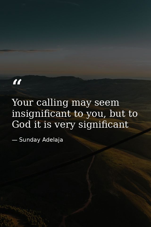 Your calling may seem insignificant to you, but to God it is very significant — Sunday Adelaja