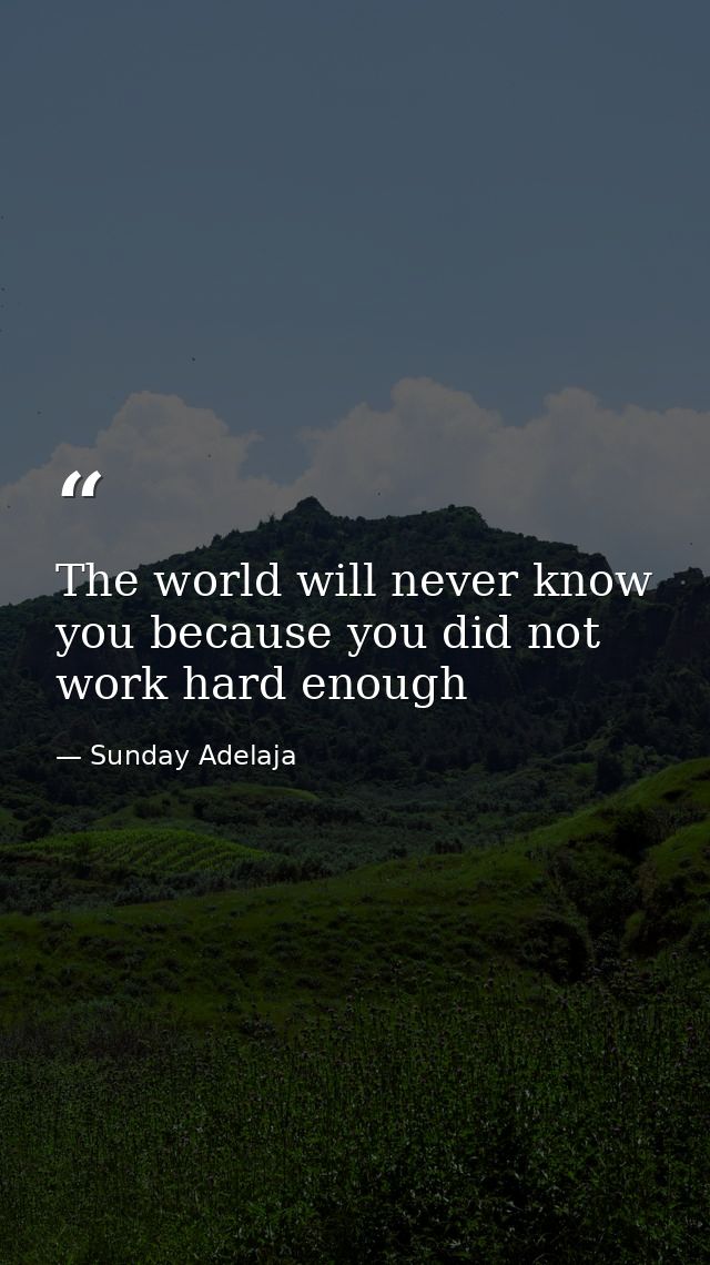 The world will never know you because you did not work hard enough — Sunday Adelaja