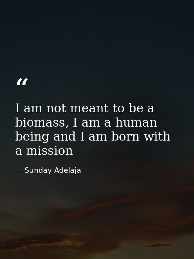 I am not meant to be a biomass, I am a human being and I am born with a mission — Sunday Adelaja